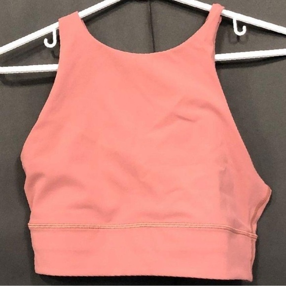 Lululemon Energy Bra High Neck Long Line Ribbed  Sunset  Size 10 - Picture 1 of 5